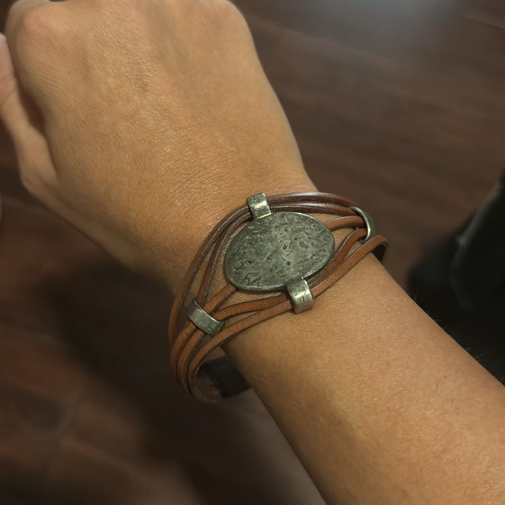 Colifata Handmade Leather Brown Silver Bracelet NEW Nevrr Worn